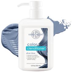 Keracolor Clenditioner Hair Dye in Silver Blue is a semi-permanent color depositing conditioner designed to infuse your hair with a striking silver blue shade while providing intensive conditioning. The 12 oz formula offers a sophisticated, cool-toned color transformation while ensuring your hair remains hydrated and soft. Perfect for those looking to achieve a chic, metallic look, this clenditioner delivers vibrant color and luxurious care in one easy step. Keracolor Clenditioner, Silver Blue Hair, Color Depositing Conditioner, Hair Color Pictures, Revlon Colorsilk, Dyed Hair Blue, Semi Permanent Hair Color, Permanent Hair Color, Semi Permanent