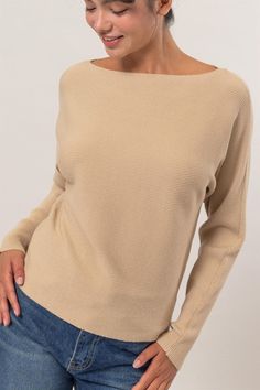 Moana Boat Neck Sweater-Sweaters-Vixen Collection Casual Boat Neck Winter Sweater, Casual Boat Neck Sweater For Winter, Casual Winter Sweater With Boat Neck, Winter Knit Top With Boat Neck, Winter Knit Tops With Boat Neck, Moana Boat, Chestnut Cream, Airbrush Tanning, Boat Neck Sweater