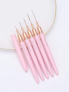 Free Returns ✓ Free Shipping✓. Nail Drawing Pen Set,5 PCS Metal Handle Nail Art Pen Brush,Nail Design Brush,Painting Drawing Liner Nail Tools,For Home Use and Professional Nail Salon- undefined at SHEIN. Nail Equipment, Nail Business, Nail Drawing, Art Pen, Nail Art Pen, Art Brush, Professional Nail Art, Brush Painting, Drawing Pen