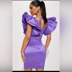 Purple Mini Dress New With Tags Fashion Nova Purple Mini Dress, Purple Mini Dresses, Ruffle Sleeve Dress, Studio Tour, Fashion Nova Dress, Fashion Nova Dresses, Dresses Party, Color Purple, Sleeve Dress