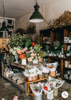 a flower shop filled with lots of different types of flowers and plants in vases