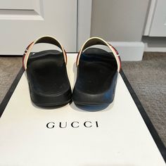 Gucci Sandals Blue White And Red Size 8 Gucci Sandals, Shoes Gucci, Blue Sandals, Gucci Shoes, White And Red, Flip Flop Sandals, Flip Flops, Red White, Shoes Sandals