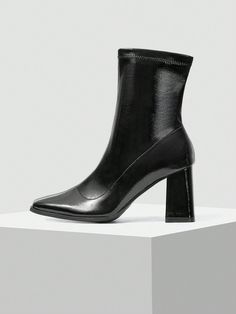 WOMEN'S FASHION MINIMALIST SOLID COLOR SIDE ZIPPER HIGH HEEL SHORT BOOTS Black         Women Shoes, size features are:Bust: ,Length: ,Sleeve Length: Comfortable Flat Loafers, Minimalist Fashion Women, Buckles Fashion, Fashion Minimalist, Slip On Pumps, Boots Women Fashion, High Heel Boots Ankle, Womens Tights, Mid Calf Boots