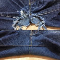 the inside of a pair of jeans with holes in it