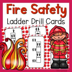 a fire safety ladder drill card game with the words ladder drill cards in red and yellow