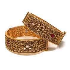 Indian Pakistani Traditional Gold Plated Openable Bridal Party Bangles - Duel On Jewel Pakistani Earrings, Multi Gemstone Bracelet, Wedding Gold, Bangle Bracelet Set, Jewelry Lookbook, Pakistani Bridal, Jewelry Outfit, Bangle Set, Gemstone Bracelets