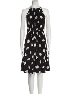 Kate Spade New York A-Line DressBlackFloral PrintRuffle EmbellishmentHalterneckConcealed Zip Closure at BackDesigner Fit: Dresses by Kate Spade New York typically fit true to size. Daisy Print Dress, Daisy Print, Vintage Holiday Dress, Midi Length Dress, Knee Length Dress, Sweater Accessories, Kate Spade New York, Jacket Tops, Midi Length