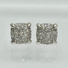 David Yurman Chatelaine Stud Earrings In Sterling Silver With Pav Diamonds Pre Owned Excellent Condition Sterling Silver Diamond 0.82 Tcw Earrings 9x9 Mm Comes With The Pouch Retail $2500 Plus Tax Formal Platinum Cluster Earrings, Classic Silver Cluster Diamond Earrings, Formal White Gold Cluster Earrings Hallmarked, Classic Platinum Earrings With Pave Setting, Formal Platinum Earrings With Pave Setting, Formal Diamond Cut Cluster Earrings In Platinum, Classic Pave Setting Earrings For Evening, Classic Evening Earrings With Pave Setting, Classic Cluster Diamond Earrings For Formal Occasions