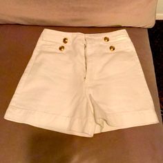 Nwot White Denim Shorts From Zara. Spotless, Never Worn, Super Flattering And High Waisted. Gold Hardware On The Front. Cream High-rise Denim Bottoms, Spring Cream Denim Bottoms, White High Waist Fitted Jean Shorts, Fitted High Waist White Jean Shorts, Mid-rise Cream Denim Bottoms, High Waist Cream Denim Bottoms, White Cotton Vintage Jean Shorts, Vintage White Cotton Jean Shorts, Vintage White Jean Shorts For Spring