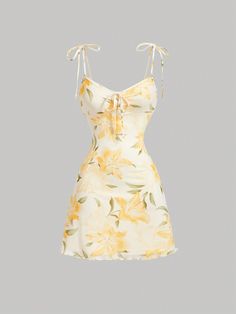 Women's Floral Print Summer Mini Dress Yellow Boho  Sleeveless Knitted Fabric Floral,Plants,All Over Print Cami Medium Stretch  Women Clothing, size features are:Bust: ,Length: ,Sleeve Length: Yellow Dress For Women, Traditional Brazilian Clothing, Yellow Dress Mini, Yellow Summer Dresses, Summer Dress Yellow, Yellow Summer Dress, Sunny Dress, Body Hugging Dress, Yellow Clothes