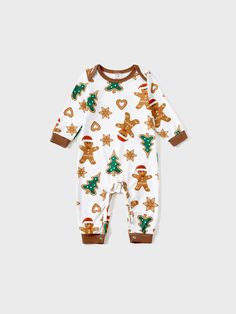 Product Introduction: Celebrate the festive season together with these Christmas printed matching family pajamas featuring a cute gingerbread Man man, Christmas tree, and snowflake prints.
Fabric: Made of 95% polyester and 5% spandex.
Care Instruction: Machine washable. Do not bleach. Iron on low heat.
Key Features: * Please add each size separately to your shopping cart.
* Product features: Christmas family pajamas 
* Fabric characteristics: Soft and stretchy 
* Piece of product: includes 1 set Long Sleeve Pjs, Matching Pajama Set, Matching Pajama, Baby Size Chart, Comfy Jumpsuits, Matching Christmas Pajamas, Prints Fabric, Christmas Pajama Set, Matching Sweaters