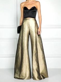 Elegantly Loose High-Waisted Solid Trousers Color Pants, Solid Color Pants, Leisure Fashion, Mode Chic, Mode Inspo, Fashion Seasons, Pants Trousers, Indian Outfits, Look Fashion