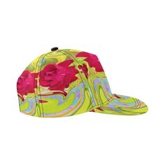 These Great All Over Print Summer Snapback Baseball Caps feature a Painted Red Rose on Yellow and Blue Abstract Original Design and will keep the Sun off your face playing tennis or on a trip to the beach or the park! The adjustable strap makes this baseball style hat a perfect fit for Women and Girls with ponytails! Get yourself one of these unique hats and then get a few to give as gifts for your family and friends! This Original Digital Oil Painting by My Rubio Garden features an abstract Red Multicolor Snapback Baseball Cap For Sports, Summer Snapback Baseball Cap For Sports Events, Spring Baseball Cap With Adjustable Visor, Adjustable Red Baseball Cap For Beach, Spring Adjustable Baseball Cap With Uv Protection, Summer Sports Snapback Baseball Cap, Adjustable Red Baseball Cap For The Beach, Multicolor Casual Sports Hats, Adjustable Visor Baseball Cap For Spring