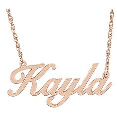 14 Karat Gold Personalized Script Nameplate Necklace. Maximum of 8 Characters. Available in 16" or 18" Necklace in Rose Gold, White Gold, Yellow Gold, Sterling Silver, Yellow-Gold Plated Sterling Silver, or Rose-Gold Plated Sterling Silver. Please Allow Up To 3 Weeks to Ship. *Non-Refundable* Personalize Jewelry, Name Plate Necklace, Script Necklace, Nameplate Necklace, Gold Name Necklace, Solid Gold Chains, Plate Necklace, Gold Monogram, Necklace Craft