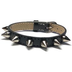 "Spike Studded Leather Bracelet Wristband, 10mm Flat Black Leather Buckle Bracelet Wristband With Spike Studs, Spiked Flat Leather This black leather wristband is 8mm wide and about 8 inches long. It can fit a wrist from 5.5\" to 7.5\" around. The strap is made of Genuine leather and are stamped as such on the back. They are sewn around the edges for more durability. It has 7 Silver screw back Spike Studs evenly spaced across the center. The band is adjustable and has a nickel tone buckle closur Stud Bracelet Spikes, Spike Bracelet, Wrist Accessories, Leather Wristbands, Buckle Bracelet, Leather Collar, Studded Leather, Wristbands, Leather Buckle