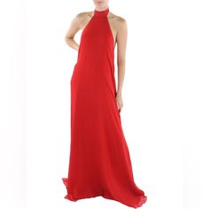 Beautiful,Red Halston Evening Gown. Nwt. Size 8 With A Loose Fit. 58” In Length. Red Pre-draped Maxi Dress, Red Pre-draped Maxi Dress For Party, Red Sleeveless Dress With Back Opening, Elegant Red Pre-draped Maxi Dress, Red Pre-draped Maxi Dress For Evening, Pre-draped Red Maxi Dress For Evening, Silk Fitted Maxi Dress For Red Carpet, Sleeveless Gown For Red Carpet, Red Evening Dress With Back Opening