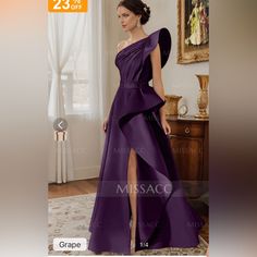 One Should Formal Gown In Grape Size 16. Never Worn. Elegant Purple Bridesmaid Dress For Banquet, Elegant Purple Floor-length Bridesmaid Dress, Elegant Purple Maxi Dress For Banquet, Purple One-shoulder Gown For Wedding, Elegant Purple Gown For Banquet, Purple Party Maxi Dress With Sweep Train, Elegant Purple Ball Gown For Evening, Purple Maxi Dress With Sweep Train For Party, Formal Purple Floor-length Ball Gown