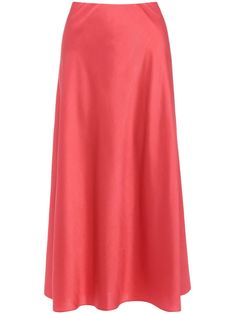 coral pink silk satin finish slip-on style elasticated waistband high-waisted straight leg mid-length straight hem Lounge Skirt, Cocktail Skirt, Cocktail Skirts, Cocktail Lounge, Yoko London, Straight Skirt, Exclusive Fashion, Pink Silk, Lady Dior