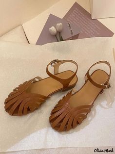 Olivia Mark - Classic Round Toe PU Leather Lace Up Womens Retro Flat Sandals Womens Flat Sandals, Brown Flats, Leather Sandals Flat, Coffee Brown, Open Toe Sandals, Womens Sandals Flat, Leather Lace, Lace Up Flat, Bridal Shoes