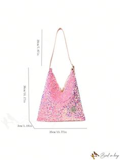 BirdinBag - Glamorous PU Large Hobo Bag with Star & Sequin Decor, Perfect for Parties Pink Large Capacity Shoulder Bag For Party, Pink Shoulder Bag With Large Capacity For Party, Large Capacity Pink Shoulder Bag For Party, Pink Party Bag With Zipper Closure, Pink Pouch Satchel For Party, Pink Party Shoulder Bag With Zipper, Pink Party Shoulder Bag With Zipper Closure, Party Tote Bag With Zipper Closure, Multicolor Party Bag With Zipper Closure