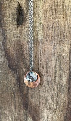 "Hammered Copper layered with a hammered silver-plated charm featuring a small hand stamped tree. This necklace is perfect for any outdoor enthusiast. Details: -3/4\" Hammered Copper disk -1/2\" Silver-plated disk charm -18\" Silver chain" Personalized Charm Necklace, Initial Letter Necklace, Outdoor Enthusiast, Beaded Anklets, Hammered Copper, Letter Necklace, Hammered Silver, Steel Jewelry, Stainless Steel Jewelry