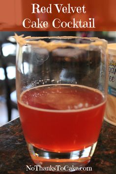 red velvet cake cocktail in a glass on a table