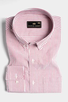 Revamp your style effortlessly with our Bashful Pink and White Pin-Striped Royal Oxford Shirt, now with a chic button-down collar. Crafted from premium Royal Oxford top-notch durable fabric, this shirt embodies the fusion of classic charm and contemporary cool. Whether you're ruling the office or making a statement at a trendy gathering, Bashful Pink sets the trend with its timeless stripes and modern edge. Fused collar and cuffs, collar stand and flat felled side seams provide structure and sta Pink Sets, White Pin, Pink And White Stripes, Formal Casual, Shoulder Shirts, Oxford Shirt, Button Down Collar, The Trend, Collar And Cuff