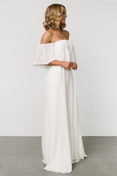 Long Sleeve White Maxi Dress, Off Shoulder Maxi Dress, Baltic Born, White Maxi Dress, Off Shoulder Fashion, Pregnancy Outfits, White Maxi, Off White Color, Feminine Look