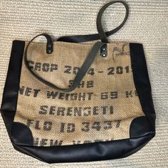 New Never Used. Burlap And Leather Combo Casual Shoulder Bag With Leather Backing For Errands, Tan Satchel Bags With Leather Trim, Tan Shoulder Bag With Leather Trim, Tan Leather Trim Shoulder Bag, Canvas Tote Bags With Leather Backing, Casual Tan Bag With Leather Trim, Tan Rectangular Bag With Leather Trim, Tan Rectangular Bags With Leather Trim, Rectangular Tan Bag With Leather Trim