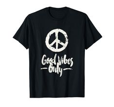 PRICES MAY VARY. Exclusive hand letter Good vibes tshirt. Awesome gift idea for birthdays or other occasions. For the good vibe tribe and positive people who are also hippies or bohemian and love music. Distressed look graphic made with love for people who are kind. Lettering and handmade hippie symbol with a distressed texture. Spread positivity where you go and show that you are one of the kind people on the planet. This is a great tee shirt to wear in music festivals, trance and psytrance par Hippie Symbols, Good Vibe Tribe, Positive Tees, Hippie T Shirts, Letter T, Vneck Tshirt Women, Good Vibes Only, Shop Top, Fashion Brands