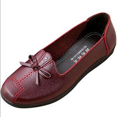 New!Pu Leather Slip On Loafers Red Flat Heel Leather Shoes For Spring, Red Flat Leather Shoes For Spring, Burgundy Leather Flats With Round Toe, Burgundy Leather Casual Loafers, Casual Burgundy Leather Loafers, Red Leather Flats With Round Toe, Red Slip-on Leather Shoes For Spring, Casual Burgundy Loafers With Leather Sole, Casual Red Leather Shoes For Spring