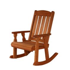 a wooden rocking chair on a white background