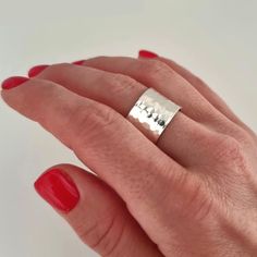 Artisan Rings, Wide Ring, Jewelry Personalized, Wide Rings, Personalized Gifts For Her, Silver Gifts, Statement Jewelry, Gifts For Wife, Personalized Jewelry