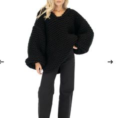 Gorgeous Pristine Chunky Knit Sweater Oversized One Size Black-(Lighting In The Pictures Aren’t The Greatest ) Can Be Washed -Lay Flat To Dry On Towel Comes With Dust Bag And Authentication Card **Be Prepared To Receive A Ton Of Compliments ** Black Chunky Knit Sweater, Knit Sweater Oversized, Handmade Sweaters, Black Lighting, Handmade Sweater, Sweater Oversized, Chunky Knit Sweater, Sweater Oversize, Chunky Knits Sweater