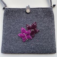 Patch Nyc Grey Wool Envelope Bag With Strap, Handmade With Fuchsia And Plum Leaf Appliqus, Gunmetal Swarovski Crystal Accents On Strap, Vintage Crystal Button Loop Closure, 7.5”W X 6.25”H, 5” Drop From Single Strap, Pale Pink Flannel Lining With Signature Patch Pocket, New With Tag, Purchased At Barney’s New York Navy Blue Clutch, Camel Clutch, Tory Burch Clutch, Brown Leather Clutch, Bag Patches, Pink Flannel, Blue Clutch, Animal Print Fabric, Leather Clutch Purse