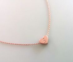 Minimalist Heart Shaped Charm Necklace With Initials, Minimalist Necklace For Best Friend Gift On Valentine's Day, Simple Charm Necklaces For Valentine's Day Gift, Minimalist Necklace For Best Friend On Valentine's Day, Simple Charm Necklace For Valentine's Day Gift, Minimalist Mother's Day Heart Necklace With Initial Pendant, Delicate Rose Gold Initial Necklace As Gift, Heart Shaped Minimalist Charm Necklace For Best Friend, Minimalist Initial Necklace With Delicate Chain For Valentine's Day