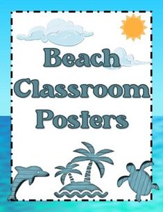 Beach Classroom Posters-Rustic Theme by Cindy's Treasures | TPT Beach Classroom, Ocean Theme Classroom, Or Questions, Theme Classroom, Ocean Colors, Rustic Theme, Ocean Theme, Classroom Posters, Ocean Themes