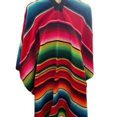 This Beautiful Handmade Poncho From Mexico Is A Must-Have For Anyone Looking To Add A Touch Of Tradition To Their Wardrobe. With Its Unique Striped Design And Vibrant Multi-Color Palette, It Is Sure To Make A Statement Wherever You Go. Made From High-Quality Acrylic Material, This Poncho Is Both Comfortable And Durable, Making It Perfect For Everyday Wear. The Unisex Adult Size L Poncho Is A Classic Style That Has Stood The Test Of Time. It Is Perfect For Any Occasion And Can Be Worn By Anyone, Oversized Multicolor Poncho For Festival, Multicolor Casual Shawl Poncho, Casual Multicolor Shawl Poncho, Multicolor Cape For Festival, Red Cape Poncho For Festival, Red Long Sleeve Poncho For Festival, Multicolor Shawl Cape One Size, Multicolor One-size Shawl Cape, One Size Multicolor Shawl Cape