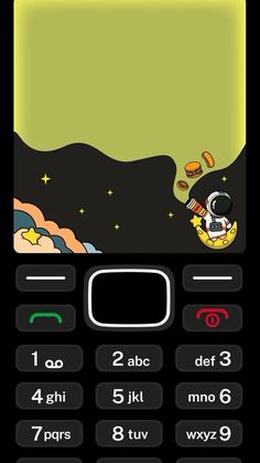 a cell phone with an astronaut theme on the front and bottom panel, as well as numbers