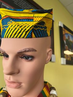 This African fabric head piece fits slightly loose on small heads. Great for med size heads fitting Hat size 22 inches .Perfect head piece to complete your Cultral outfit to make it complete. Add this to your collection today. The African print fabric can be worn with variety of garments.Don't delay order yours today. Kufi Hat, African Hats, Women Hat, Hat Men, Hat Style, Pillbox Hat, Man Hat, Hat Women, African Print Fabric