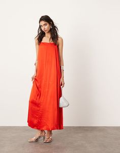 ASOS EDITION statement strappy cami maxi dress in red | ASOS Cami Maxi Dress, Red Shop, Asos, Maxi Dress, Satin, Red, Design