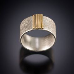 Five Gold Lines Ring Silversmithing Jewelry, Silver Jewlery, Mixed Metal Rings, Handmade Silver Jewellery, Jewels Rings, Contemporary Ring, Ringe Gold, Gold And Silver Rings, Minimalist Jewelry