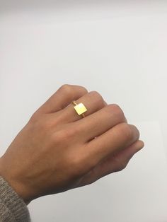 Gold Square Ring made of Gold Vermeil: 18k Gold over Solid 925 Sterling Silver ☞ made to last.Matching Pendant & Earrings ☞ please ask meDetails:• Gold Square Ring• Dimensions: Band width & thickness to be updated• 18k Gold VermeilSKU 1421260642 Modern Gold Midi Rings In Recycled Gold, Gold Recycled Gold Signet Ring Gift, Minimalist Gold Signet Ring In Recycled Gold, Gold Sterling Silver Initial Ring For Everyday, Everyday Gold Initial Ring In Sterling Silver, Everyday Gold Sterling Silver Initial Ring, Modern Sterling Silver Initial Ring In Yellow Gold, Modern Tarnish Resistant Signet Ring Gift, Fine Jewelry Midi Rings In Recycled Gold As Gift