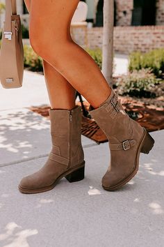 - This faux suede boot runs more true to size - Heel Height: 2.5 inches - Calf Width: 14 inches - Boot Height: 11.5 inches Faux Suede Boots, Ribbed Top, Suede Boots, Faux Suede, Denim Button Up, Heel Height, Running, Boots, Heels