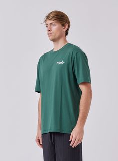 The Easy Tee in Palm is our oversized streetwear essential. Produced on 230g 100% cotton jersey with graphic prints. Relaxed/Oversized Fit Tee Thicker Neckline Heavy weight Fabric Puff Print Chest & Back Logo Green Relaxed Fit T-shirt With Back Print, Sporty T-shirt With Front Print And Relaxed Fit, Green T-shirt With Back Print In Relaxed Fit, Relaxed Fit Green T-shirt With Back Print, Sporty Boxy Fit Screen Print T-shirt, Sporty Boxy T-shirt With Screen Print, Green Relaxed Fit T-shirt With Logo, Casual T-shirt With Back Print For Everyday, Green Graphic Tee With Back Print