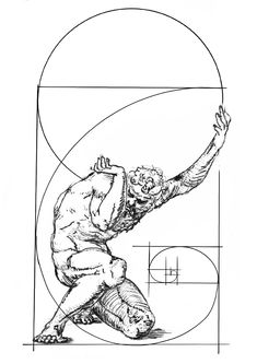 a drawing of a man reaching up to grab something