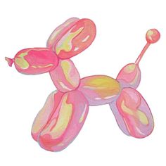 a drawing of a pink poodle on a white background