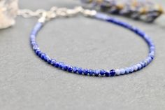 Sodalite Bracelet – Emily Furtado Jewelry Dainty Blue Bracelets With Faceted Beads, Dainty Blue Beaded Bracelets With Faceted Beads, Dainty Blue Faceted Beaded Bracelets, Bohemian Blue Faceted Bracelet, Blue Minimalist Jewelry With Faceted Beads, Sodalite Bracelet, Blue Stone Bracelet, Deep Royal Blue, Gemstone Beads Jewelry