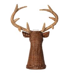 a wicker deer head with large horns