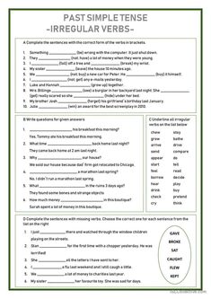 the past simple tense irregular verbs worksheet